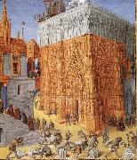 Jean Fouquet The building of the temple to jerusalem, from Flavius Josephus De antiquity skills and wars of the Jews oil on canvas